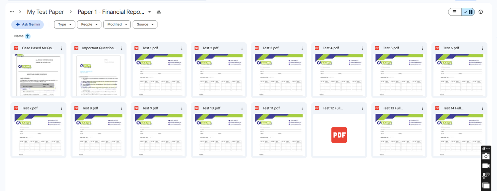 Google Drive My Test Paper complete folder structure